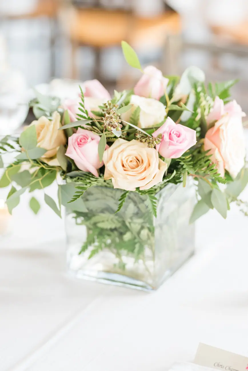 Blush and white flower arrangement